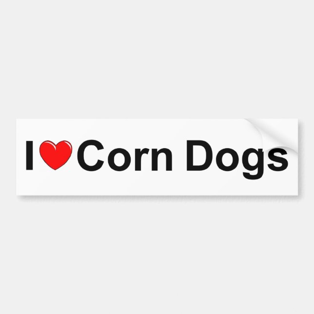 I Love (Heart) Corn Dogs Bumper Sticker (Front)