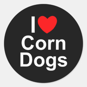 I Love (Heart) Corn Dogs Classic Round Sticker