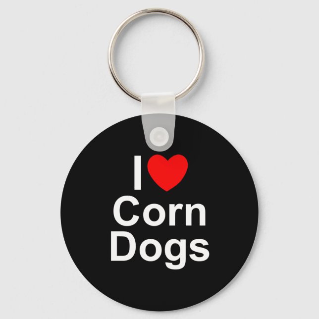 I Love (Heart) Corn Dogs Key Ring (Front)