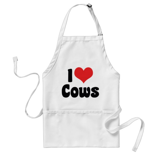 I Love Heart Cows Standard Apron (Front)