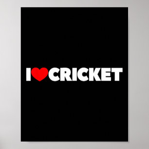 I Love (heart) Cricket Poster