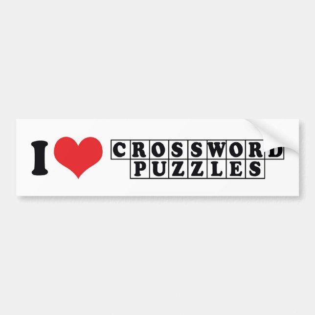 I Love Heart Crossword Puzzles - Puzzle Lover Bumper Sticker (Front)