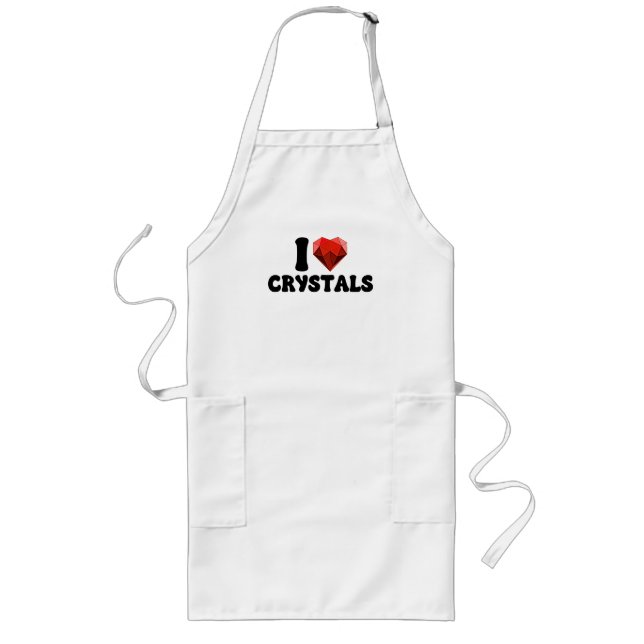 I Love Heart Crystals Jewellery Maker Lapidary Long Apron (Front)