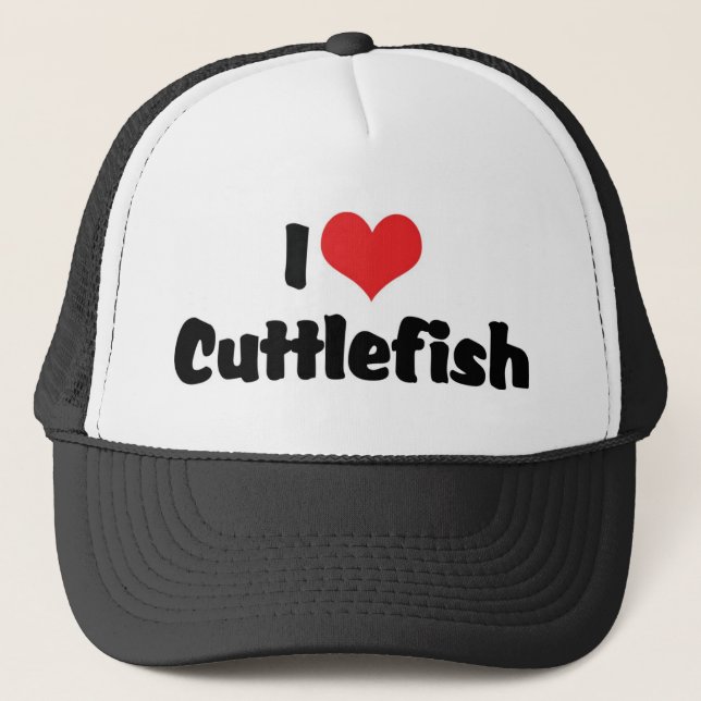 I Love Heart Cuttlefish Trucker Hat (Front)