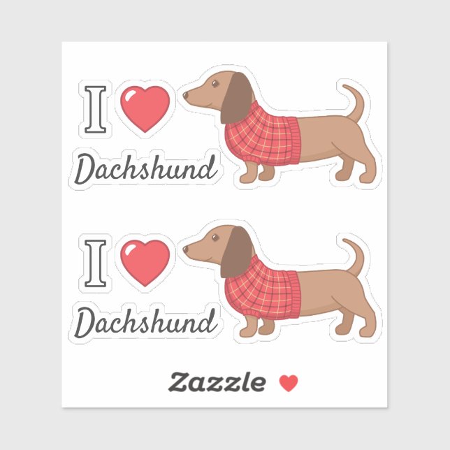 I Love Heart Dachshund Wiener Dog Red Sweater (Sheet)