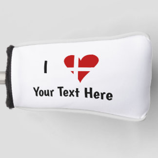 I  Love (Heart Danish Flag) Personalised Text Golf Head Cover