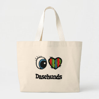 I Love (Heart) Daschunds Large Tote Bag