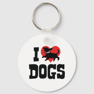 I Love Heart Dogs - Dog Canine Lover Key Ring