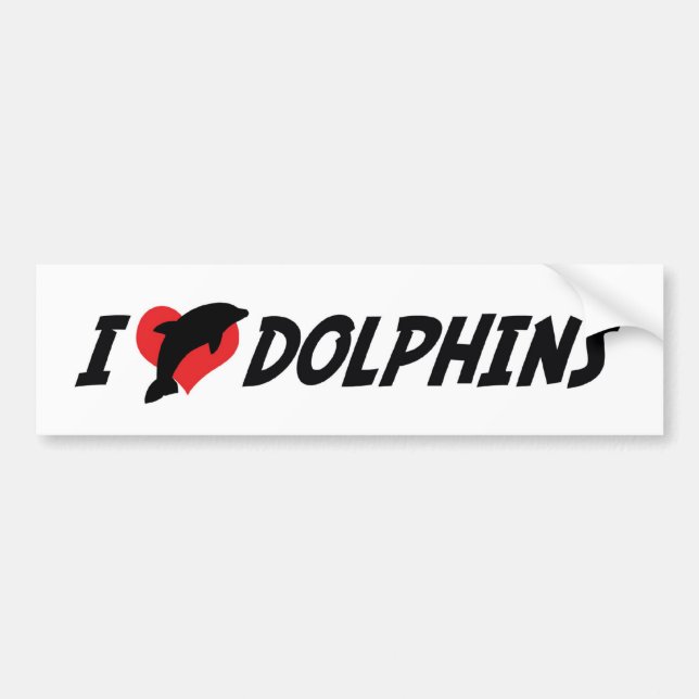 I Love Heart Dolphins - Dolphin Lover Bumper Sticker (Front)