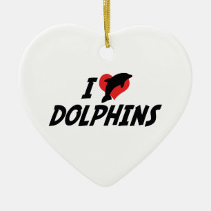 I Love Heart Dolphins - Dolphin Lover Ceramic Tree Decoration