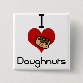 I love-heart doughnut 15 cm square badge