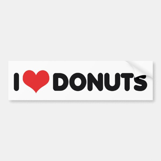 I Love Heart Doughnuts - Doughnut Snack Food Sugar Bumper Sticker (Front)