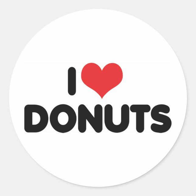 I Love Heart Doughnuts - Doughnut Snack Food Sugar Classic Round Sticker (Front)