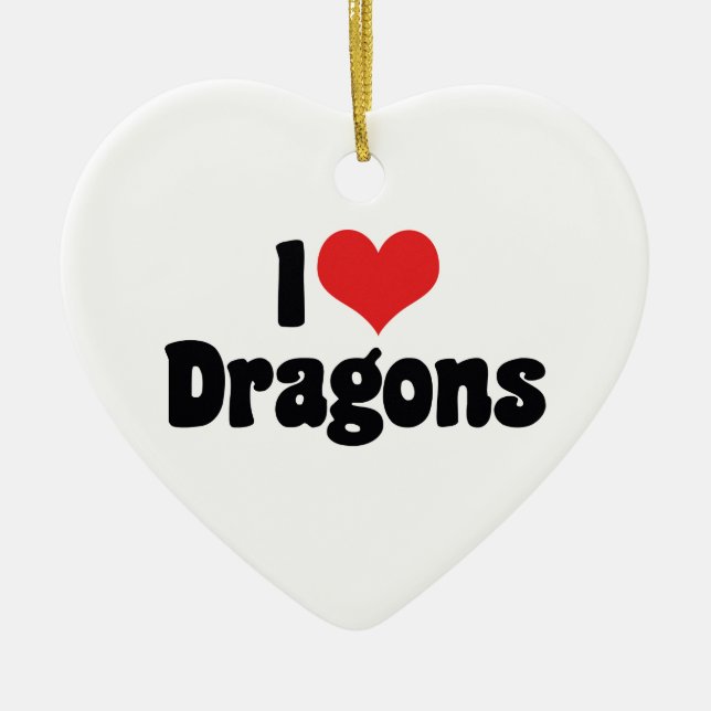 I Love Heart Dragons Ceramic Tree Decoration (Front)