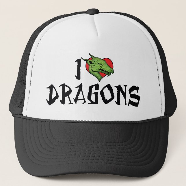 I Love Heart Dragons Trucker Hat (Front)