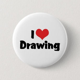 I Love Heart Drawing - Artists & Illustrator 6 Cm Round Badge