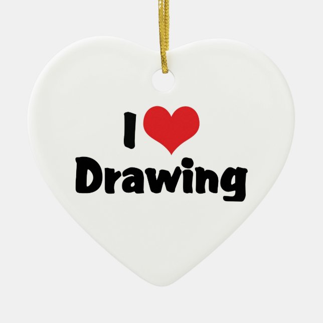 I Love Heart Drawing - Artists & Illustrator Ceramic Tree Decoration (Front)