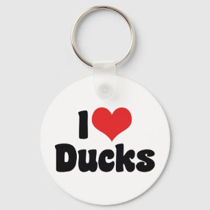 I Love Heart Ducks Key Ring