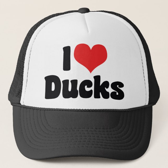 I Love Heart Ducks Trucker Hat (Front)