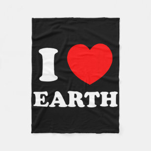 I Love Heart Earth World Earth Day Fleece Blanket