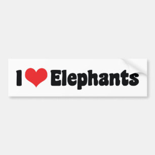 I Love Heart Elephants - Elephant Lover Bumper Sticker