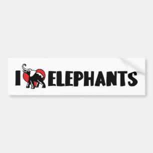I Love Heart Elephants - Elephant Lover Bumper Sticker