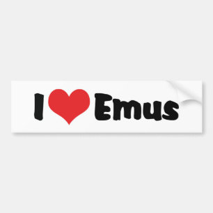 I Love Heart Emus - Emu & Ostrich Lover Bumper Sticker