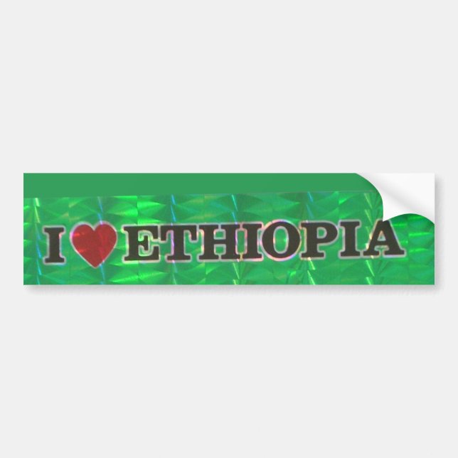 I Love Heart Ethiopia: Flag Art Motif Bumper Sticker (Front)