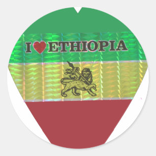 I Love Heart Ethiopia: Flag Art Motif Classic Round Sticker