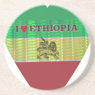 I Love Heart Ethiopia: Flag Art Motif Coaster