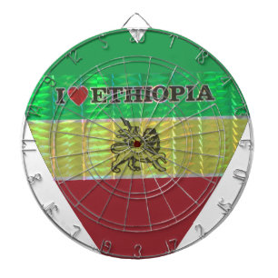 I Love Heart Ethiopia: Flag Art Motif Dartboard