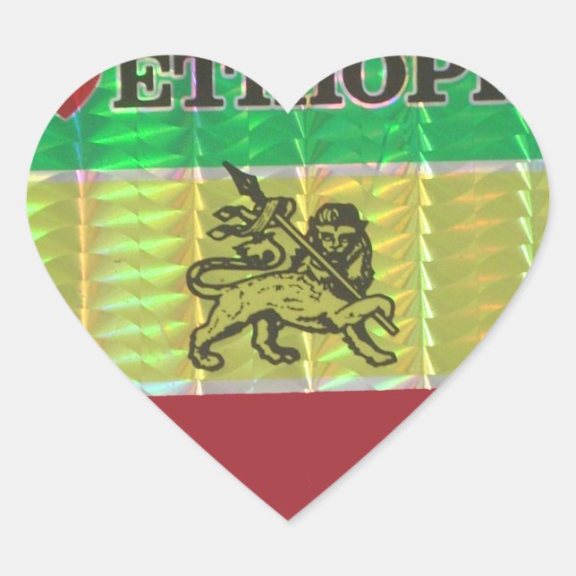 I Love Heart Ethiopia: Flag Art Motif Heart Sticker (Front)