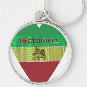 I Love Heart Ethiopia: Flag Art Motif Key Ring