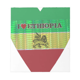 I Love Heart Ethiopia: Flag Art Motif Notepad