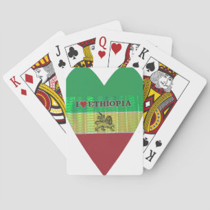 I Love Heart Ethiopia: Flag Art Motif Playing Cards