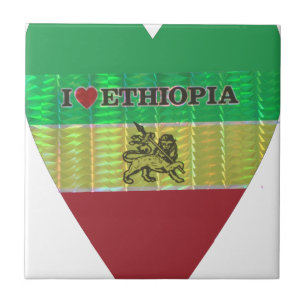 I Love Heart Ethiopia: Flag Art Motif Tile