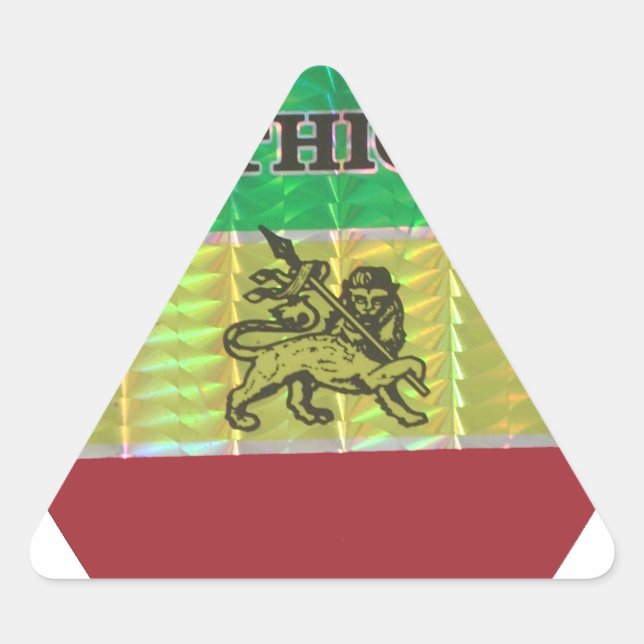I Love Heart Ethiopia: Flag Art Motif Triangle Sticker (Front)