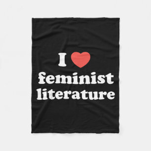 I Love Heart Feminist Literature Fleece Blanket