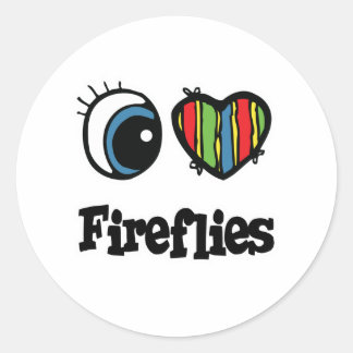 I Love (Heart) Fireflies Classic Round Sticker