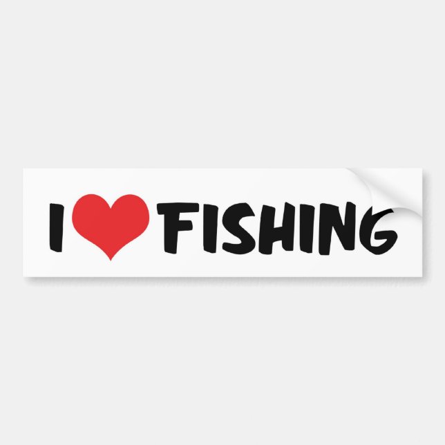 I Love Heart Fishing Bumper Sticker (Front)