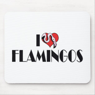 I Love Heart Flamingos - Pink Flamingo Lovers Mouse Mat