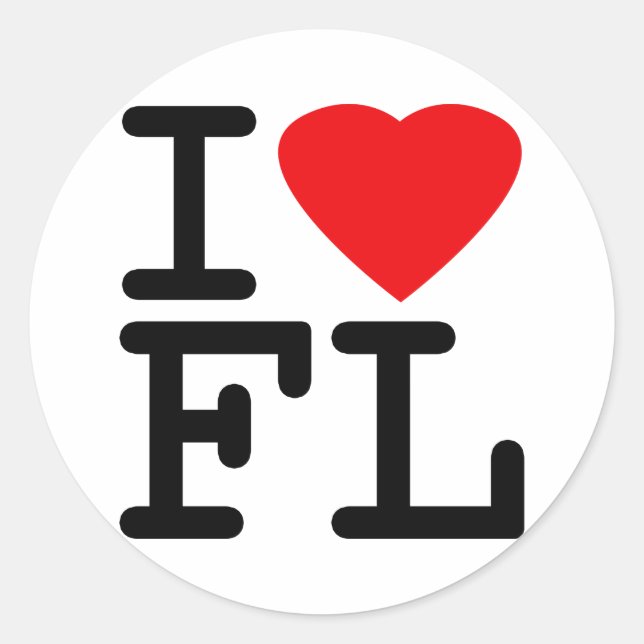 I Love Heart Florida Classic Round Sticker (Front)