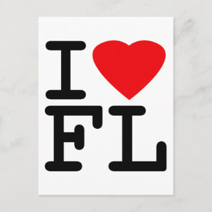 I Love Heart Florida Postcard