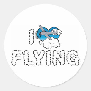 I Love Heart Flying - Aeroplane Lover Classic Round Sticker