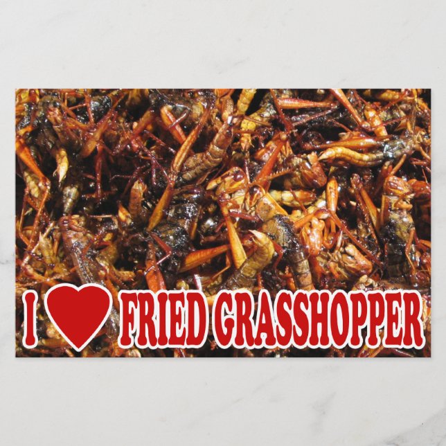 I Love (Heart) Fried Grasshopper Stationery (Front)