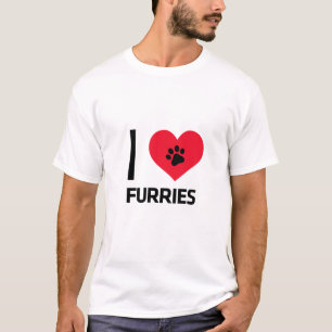 I Love Heart Furries Furry Paw Print Cute Animals T-Shirt