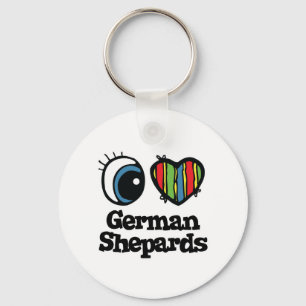 I Love (Heart) German shepards Key Ring