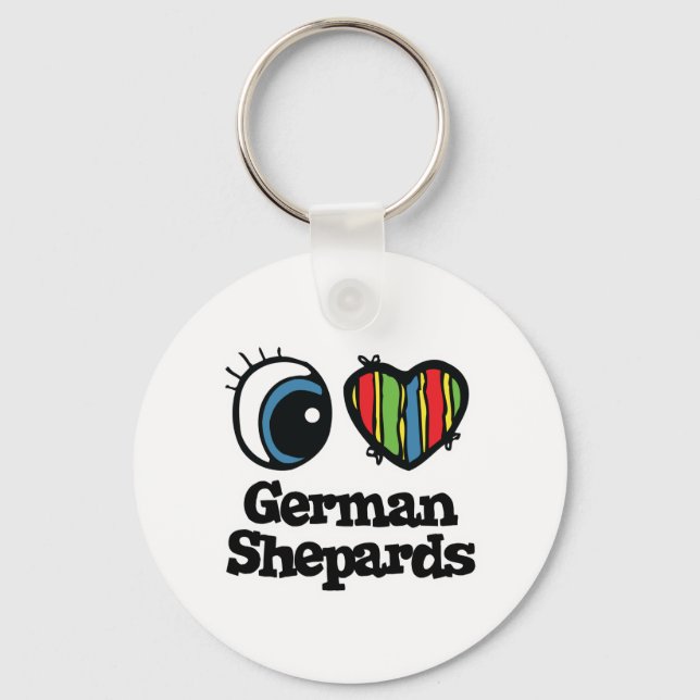 I Love (Heart) German shepards Key Ring (Front)