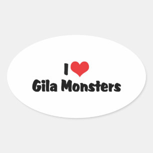 I Love Heart Gila Monsters - Lizard Lover Oval Sticker