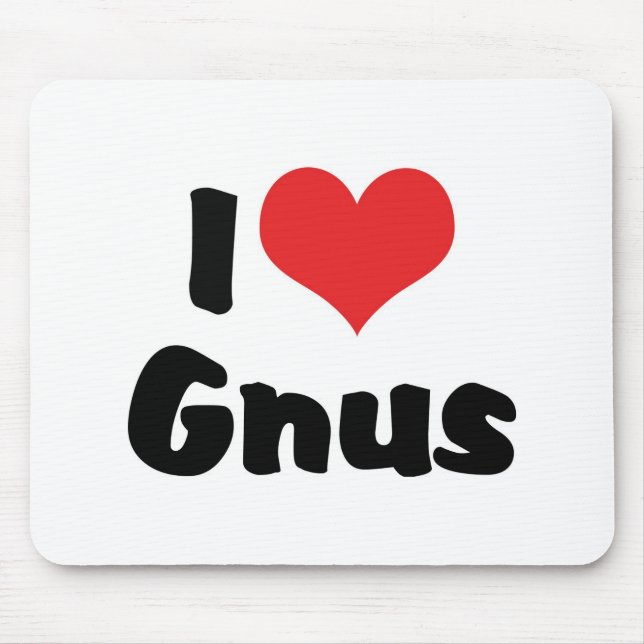 I Love Heart Gnus Mouse Mat (Front)